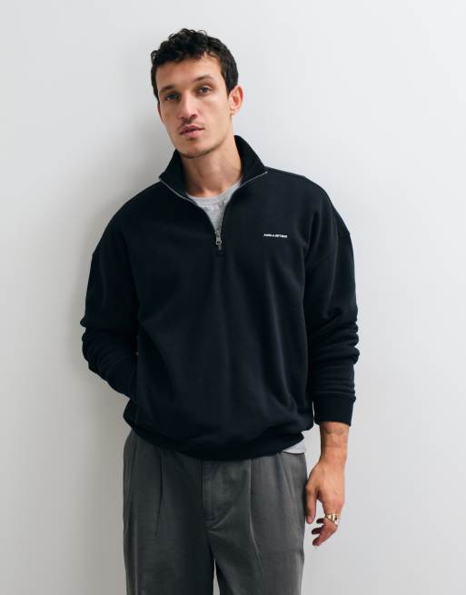 Hollister svart boxig sweatshirt med 1/4-dragkedja, 1 av 5