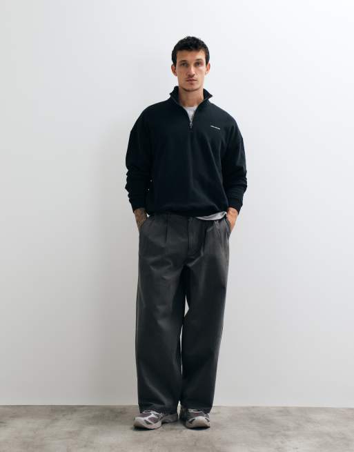 Hollister svart boxig sweatshirt med 1/4-dragkedja, 4 av 5