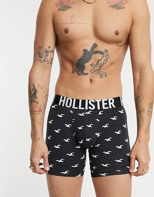 Hollister – Svarta, mönstrade boxershorts