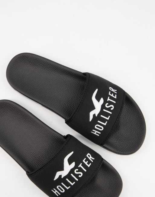 Hollister – Svarta tofflor med mås-logga, 3 av 4