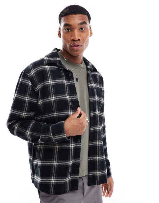 Hollister – Svartrutig overshirt i flanell