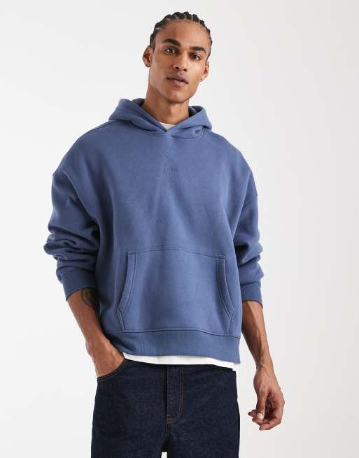 Hollister - Sweat à capuche à logo estampé - Bleu délavé