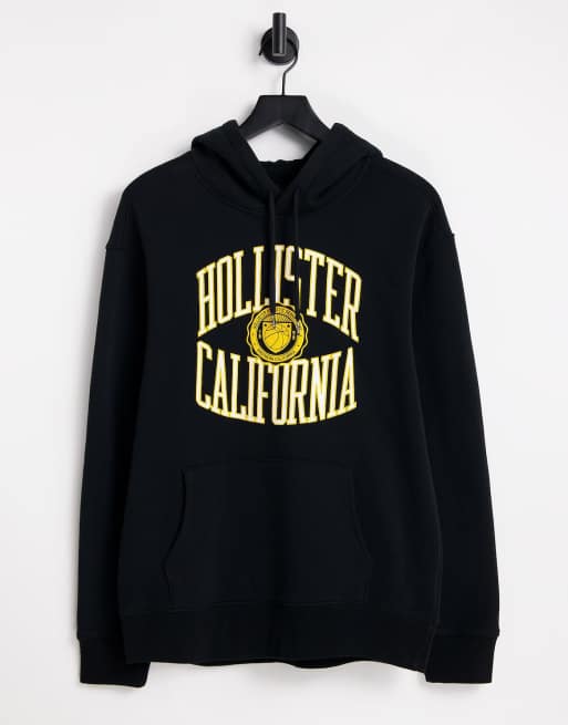 Hollister - Sweat à capuche à logo universitaire - Noir