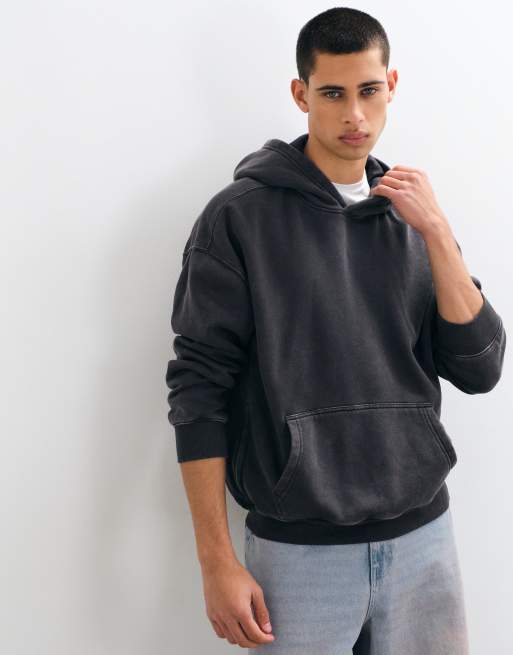 Hollister sweat à capuche ample à enfiler noir délavé acid wash, 4 de 5