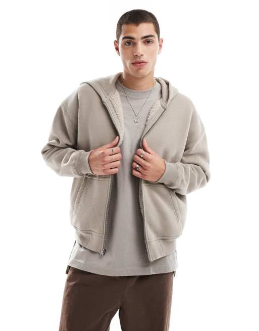 Hollister - Sweat à capuche confort doublé de polaire - Beige