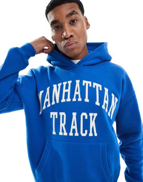 Hollister - Sweat à capuche coupe carrée à logo universitaire - Bleu - view 1