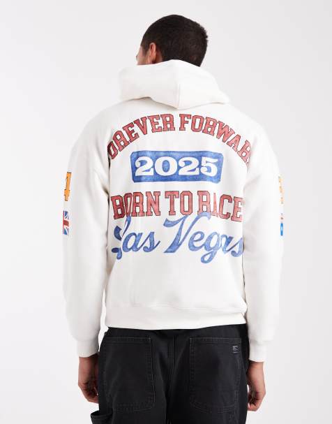 Hollister - Sweat à capuche coupe carrée avec motif F1 - Blanc - view 1