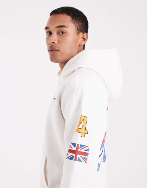 Hollister - Sweat à capuche coupe carrée avec motif F1 - Blanc, 4 de 5
