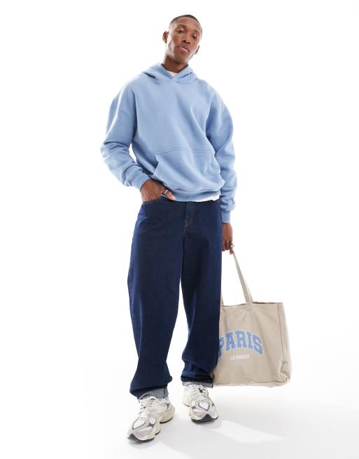 Hollister - Sweat à capuche coupe carrée - Bleu délavé
