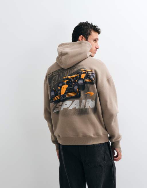 Hollister sweat à capuche coupe carrée graphique marron, 3 de 5