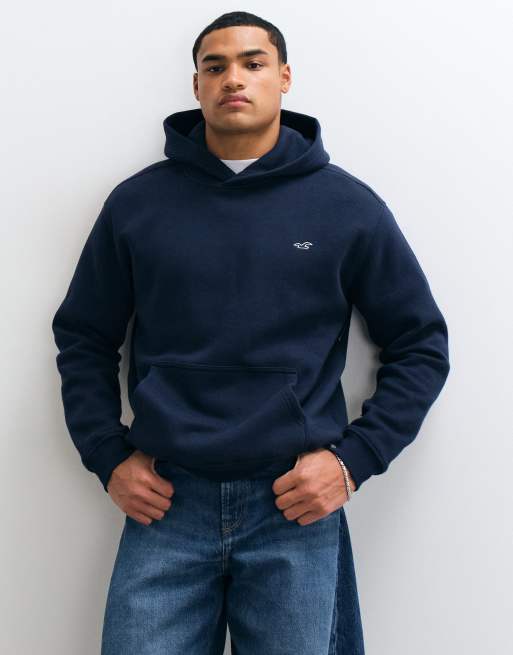Hollister sweat à capuche coupe décontractée avec logo iconique en marine, 2 de 9