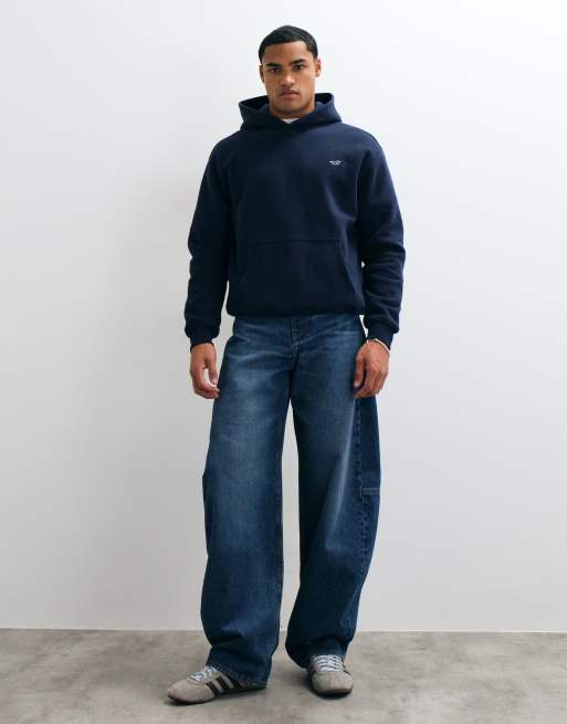 Hollister sweat à capuche coupe décontractée avec logo iconique en marine, 4 de 9