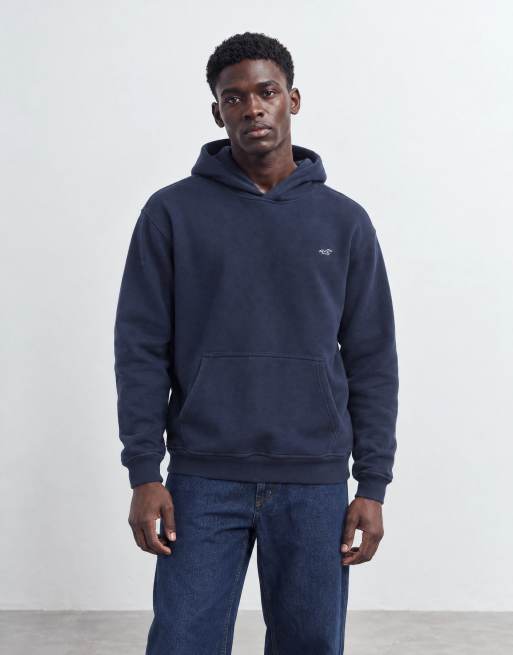 Hollister sweat à capuche coupe décontractée avec logo iconique en marine, 8 de 9