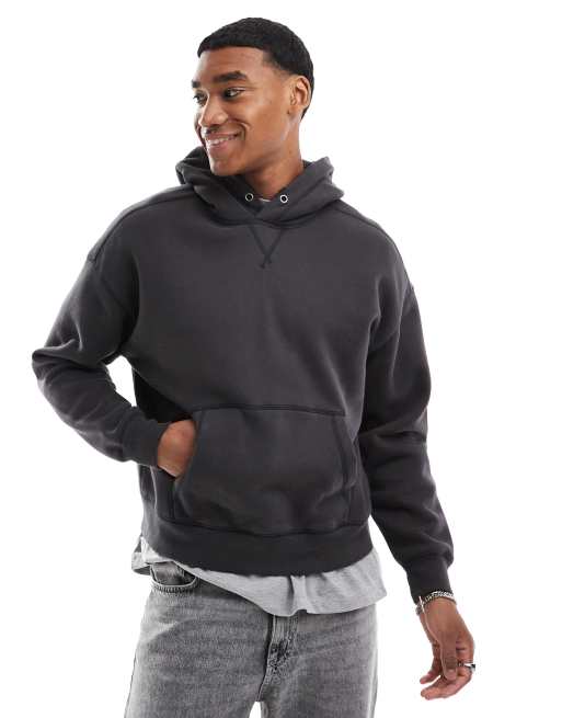 Hollister - Sweat à capuche court avec coutures contrastantes - Noir