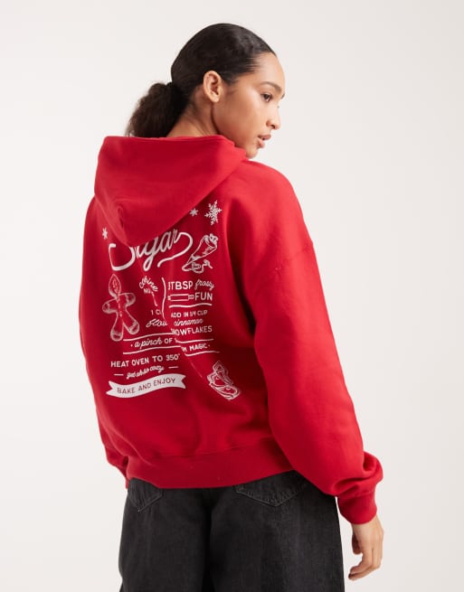Hollister - Sweat à capuche de festival coupe boyfriend en polaire - Rouge