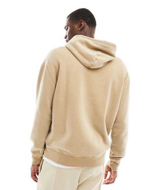 Hollister Sweat a capuche decontracte et zippe sur la couture laterale avec logo manuscrit Fauve ASOS