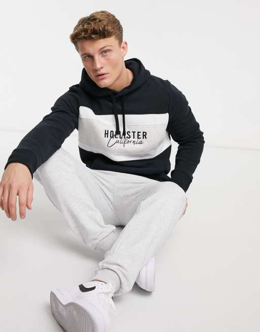 Hollister Sweat capuche effet color block logo sur la poitrine Noir