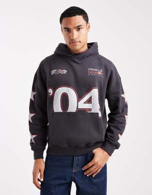 Hollister - Sweat à capuche F1 coupe carrée avec imprimé au dos - Noir