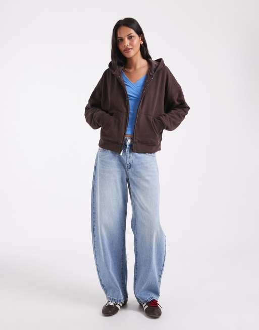 Hollister sweat à capuche réversible zippé à pois marron, 2 de 4