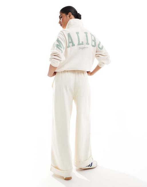 Hollister - Sweat à capuche zippé avec imprimé au dos - Blanc
