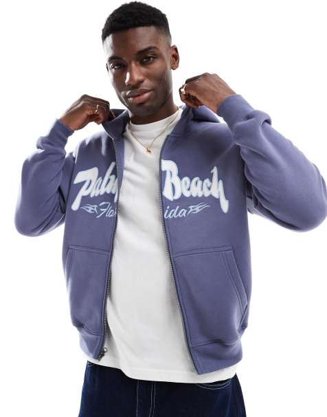 Hollister - Sweat à capuche zippé baggy avec motif au dos - Bleu marine - view 1