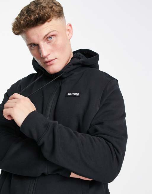 Hollister Sweat capuche zipp et doubl en sherpa logo embl matique Noir
