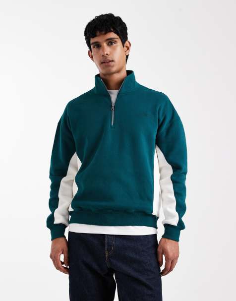 Hollister - Sweat à col zippé avec détail contrastant et logo sur la poitrine - Vert - view 1