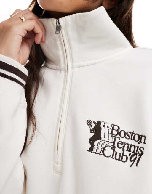 Hollister - Sweat à motif et col zippé - Blanc, 3 de 4