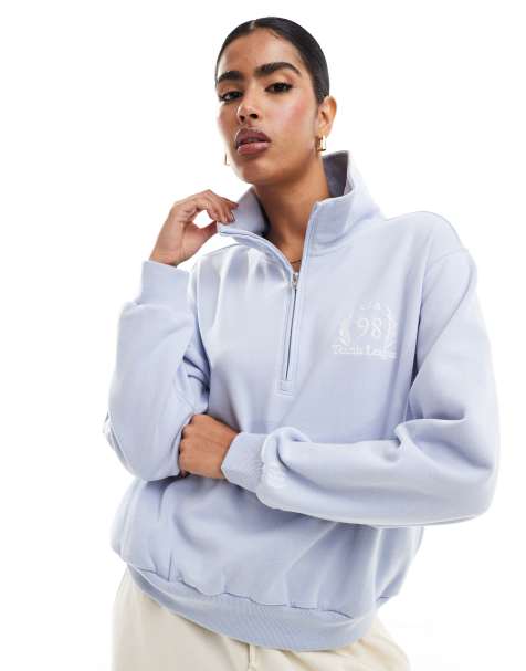 Hollister - Sweat à motif et col zippé - Bleu - view 1