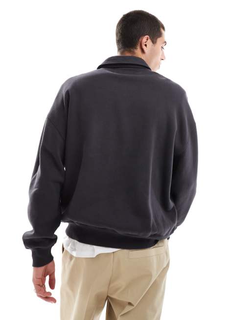 Hollister - Sweat coupe carrée à col à revers zippé et motif - Beige, 4 de 4