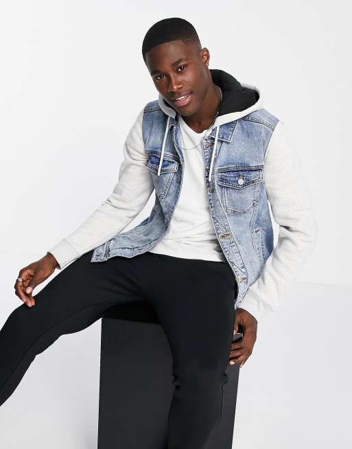 Denim sweat jacket clearance