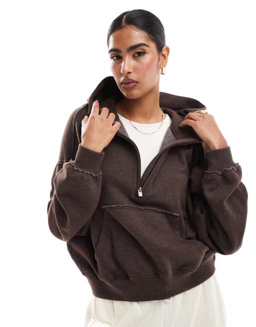 Hollister - Sweat zippé à logo - Chocolat
