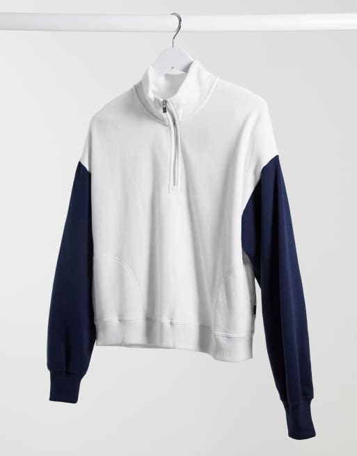 Hollister Sweater met korte rits in wit ASOS
