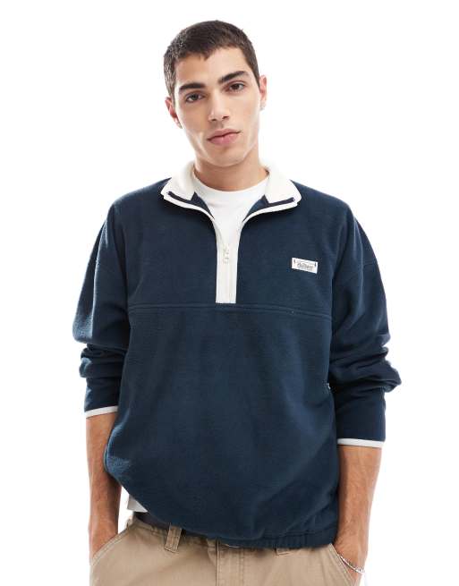 Hollister - Sweatertop met motief en korte rits in marineblauw