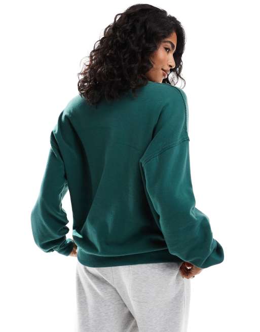 Hollister – Sweatshirt in Grün mit Rundhalsausschnitt und Motiv-Print, 3 von 4