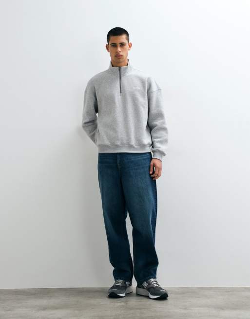 Hollister sweatshirt med 1/4-zip och diskret logga i grått, 3 av 5