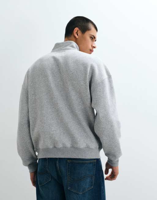 Hollister sweatshirt med 1/4-zip och diskret logga i grått, 5 av 5