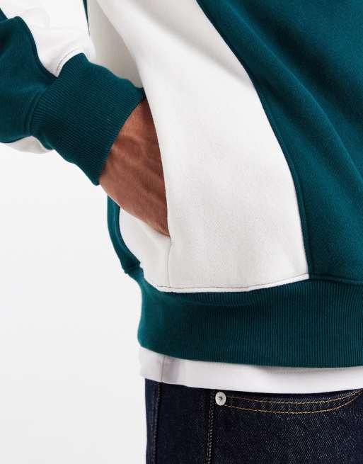 Hollister - Sweatshirt met kwartrits, panelen en logo op de borst in groen, 5 van 5