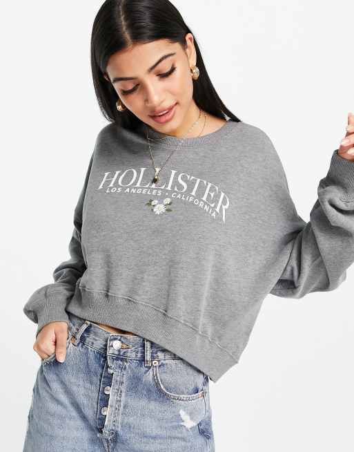 Hollister - Sweatshirt met logo in grijs