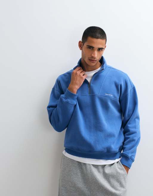 Hollister Sweatshirt mit 1/4-Reißverschluss in Retroblau, 3 von 5