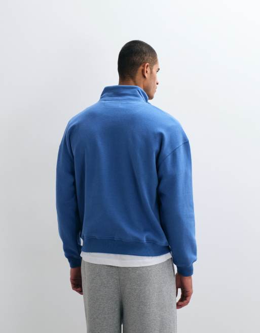 Hollister Sweatshirt mit 1/4-Reißverschluss in Retroblau, 5 von 5