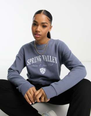 Hollister sweatshirt with chest print in blue | ASOS