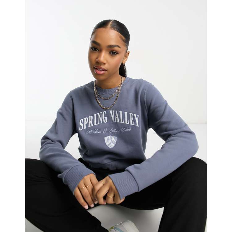 Hollister sweatshirt with chest print in blue ASOS