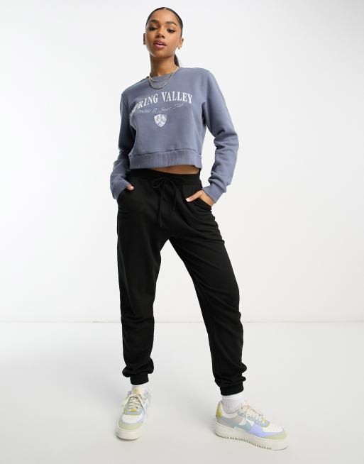 Hollister sweatshirt with chest print in blue ASOS