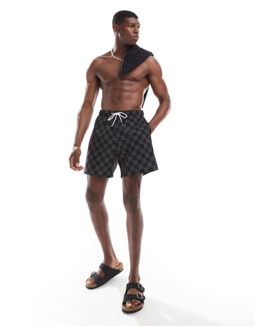 Hollister swim shorts in black checkerboard
