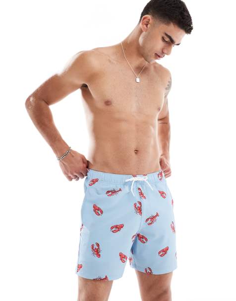 Hollister swim shorts in red lobster print - view 1