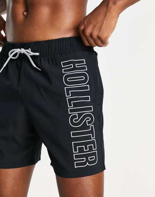Hollister swim shorts with retro text logo in black, 4 of 4