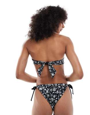 Hollister Swimwear Bandeau Tie Bikini Top In Black