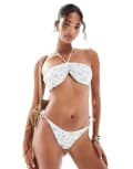 [Hollister] Hollister swimwear bandeau tie bikini top in green florals (Part of a set) XXS GREEN FLORALS