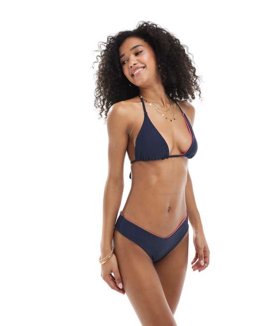 Hollister swimwear halterneck triangle reversible bikini top in